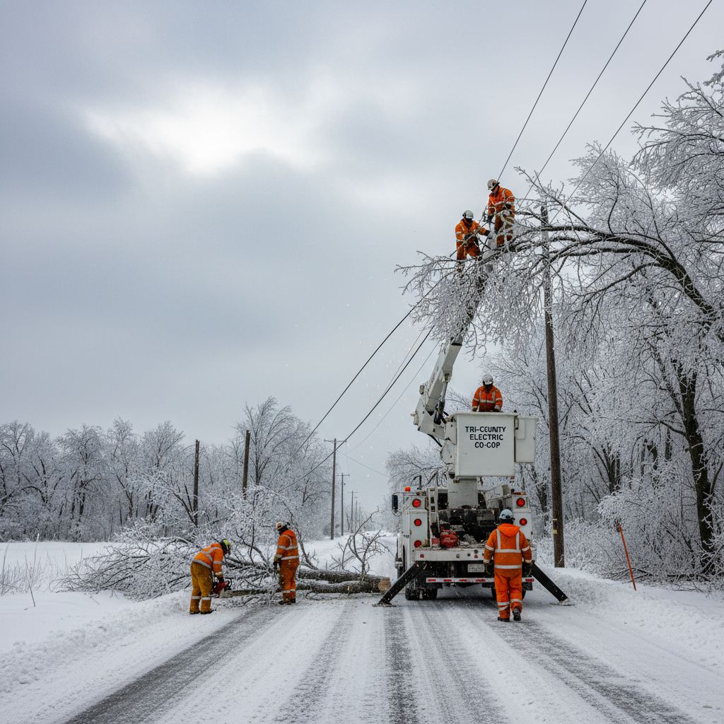 US electric co-ops work to restore power after ice storm