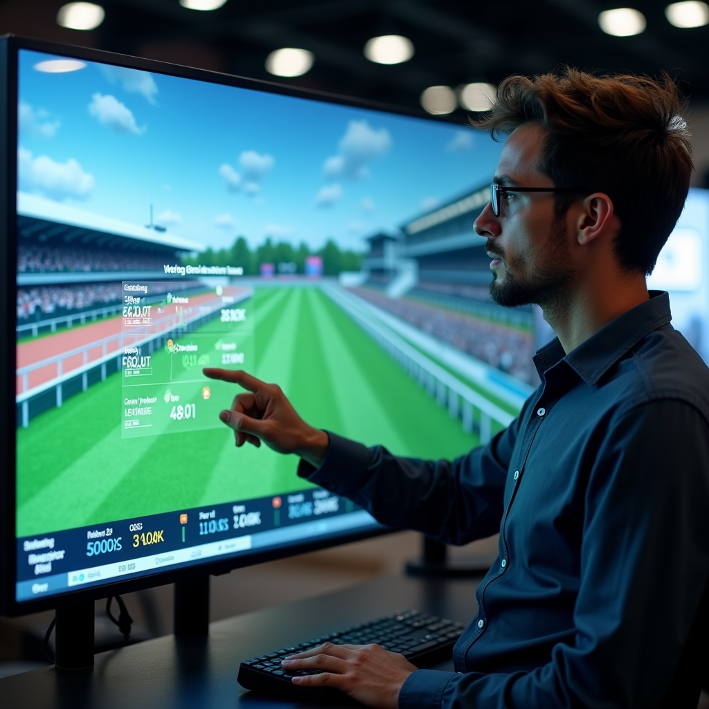 Pemain menganalisis peluang kemenangan Virtual Racing yang dipengaruhi AI