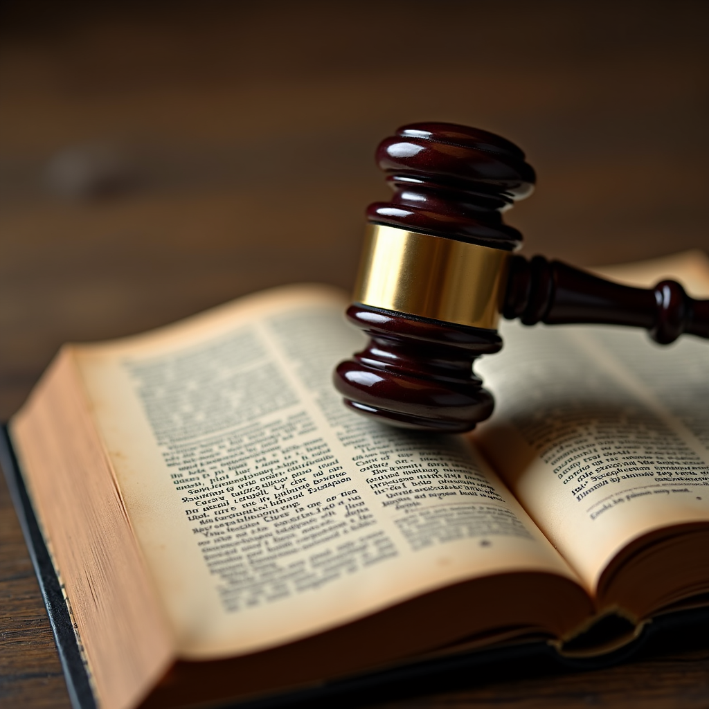 Palu hakim di atas buku hukum menunjukkan pelarangan Togel