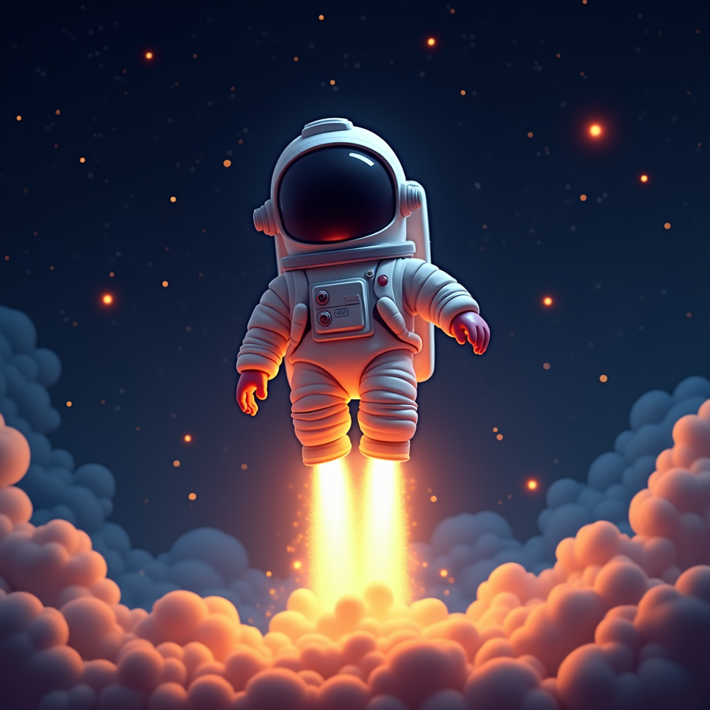 Astronot Spaceman meluncur tinggi