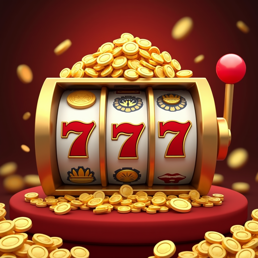 Grafik animasi mesin slot dengan jackpot besar